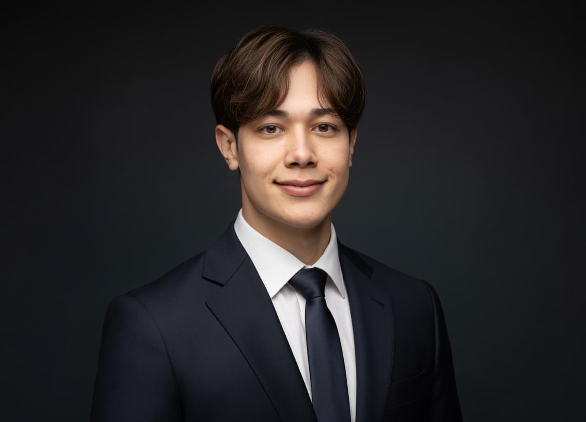 Casual to professional headshot after